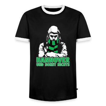 Hannover und sonst nichts - Männer Kontrast-T-Shirt - Schwarz/Weiß - Vorne - AI Model Female 172 light (172cm) & AI Model Male 178 light (178cm)