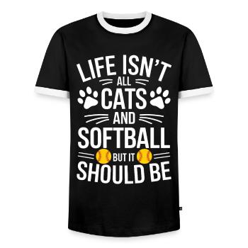 Softball Dire Chats Drôle Softball Cadeau - T-shirt contrasté Homme - noir/blanc - Devant - AI Model Female 172 light (172cm) & AI Model Male 178 light (178cm)
