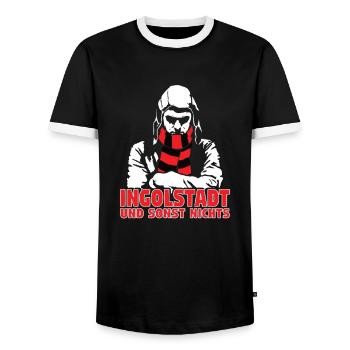 Ingolstadt und sonst nichts - Männer Kontrast-T-Shirt - Schwarz/Weiß - Vorne - AI Model Female 172 light (172cm) & AI Model Male 178 light (178cm)
