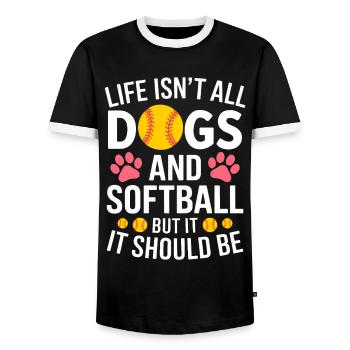 Softball Spruch Hunde Lustiges Softball Geschenk - Männer Kontrast-T-Shirt - Schwarz/Weiß - Vorne - AI Model Female 172 light (172cm) & AI Model Male 178 light (178cm)