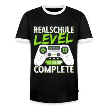 Realschule Abschluss 2025 Realschulabschluss Junge - Männer Kontrast-T-Shirt - Schwarz/Weiß - Vorne - AI Model Female 172 light (172cm) & AI Model Male 178 light (178cm)