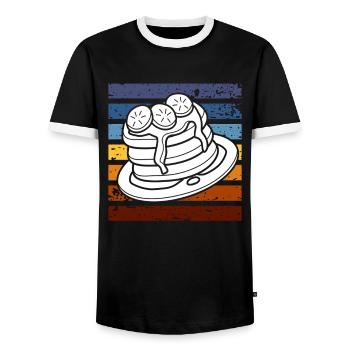 Retro Pancakes Breakfast Indulgence - Men's Ringer Shirt - black/white - Front - AI Model Female 172 light (172cm) & AI Model Male 178 light (178cm)