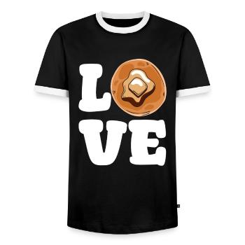 Love for Pancakes Breakfast Lovers - Men's Ringer Shirt - black/white - Front - AI Model Female 172 light (172cm) & AI Model Male 178 light (178cm)