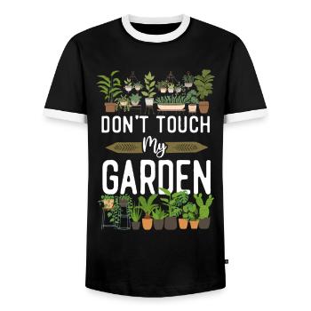 Plant Lover Gardening Don't Touch - Männer Kontrast-T-Shirt - Schwarz/Weiß - Vorne - AI Model Female 172 light (172cm) & AI Model Male 178 light (178cm)