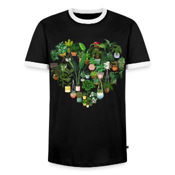 Amoureux des plantes Jardinage Coeur - T-shirt contrasté Homme - noir/blanc - Devant - AI Model Female 172 light (172cm) & AI Model Male 178 light (178cm)