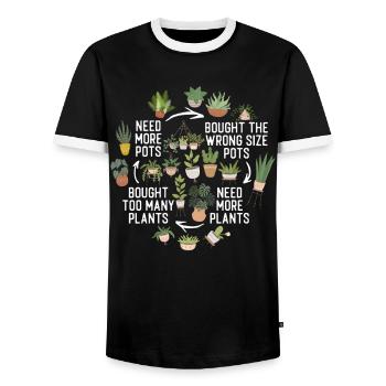 Plant Lover Gardening Need More - Men's Ringer Shirt - black/white - Front - AI Model Female 172 light (172cm) & AI Model Male 178 light (178cm)