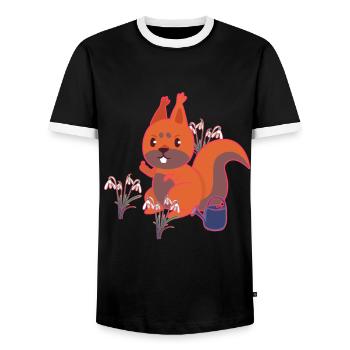 Spring Squirrel Snowdrop Kids - Men's Ringer Shirt - black/white - Front - AI Model Female 172 light (172cm) & AI Model Male 178 light (178cm)