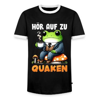 Faschings Kostüm HÖR AUF ZU QUAKEN Karneval - Männer Kontrast-T-Shirt - Schwarz/Weiß - Vorne - AI Model Female 172 light (172cm) & AI Model Male 178 light (178cm)