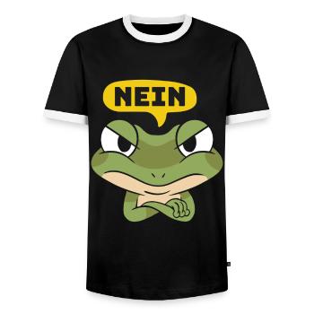 Faschingsparty NEIN Lustiger Frosch Karneval - Männer Kontrast-T-Shirt - Schwarz/Weiß - Vorne - AI Model Female 172 light (172cm) & AI Model Male 178 light (178cm)