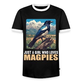 Magpies Magpie - Men's Ringer Shirt - black/white - Front - AI Model Female 172 light (172cm) & AI Model Male 178 light (178cm)