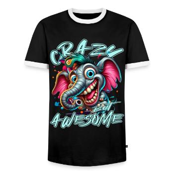 Crazy but Awesome Elefant Comic Stil - Männer Kontrast-T-Shirt - Schwarz/Weiß - Vorne - AI Model Female 172 light (172cm) & AI Model Male 178 light (178cm)