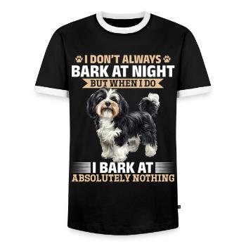 Cute Havanese Dog Owner - Men's Ringer Shirt - black/white - Front - AI Model Female 172 light (172cm) & AI Model Male 178 light (178cm)
