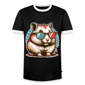 Hamster - Männer Kontrast-T-Shirt - Schwarz/Weiß - Vorne - AI Model Female 172 light (172cm) & AI Model Male 178 light (178cm)