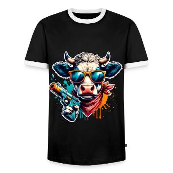 Kuh Wasserpistole - Männer Kontrast-T-Shirt - Schwarz/Weiß - Vorne - AI Model Female 172 light (172cm) & AI Model Male 178 light (178cm)