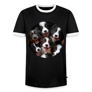 Border Collie - Männer Kontrast-T-Shirt - Schwarz/Weiß - Vorne - AI Model Female 172 light (172cm) & AI Model Male 178 light (178cm)