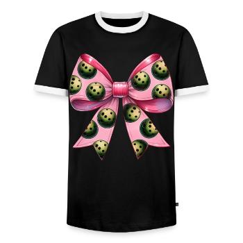 Coquette Bow Pickleball Motif Fête des Mères Rose - T-shirt contrasté Homme - noir/blanc - Devant - AI Model Female 172 light (172cm) & AI Model Male 178 light (178cm)