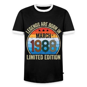 Legends Are Born In March 1988 Édition limitée - T-shirt contrasté Homme - noir/blanc - Devant - AI Model Female 172 light (172cm) & AI Model Male 178 light (178cm)