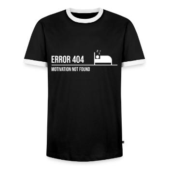 Error 404 - Motivation not found | Nerd Spruch - Männer Kontrast-T-Shirt - Schwarz/Weiß - Vorne - AI Model Female 172 light (172cm) & AI Model Male 178 light (178cm)