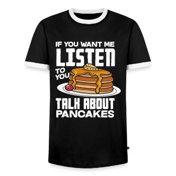 Crêpes Parler et écouter - T-shirt contrasté Homme - noir/blanc - Devant - AI Model Female 172 light (172cm) & AI Model Male 178 light (178cm)