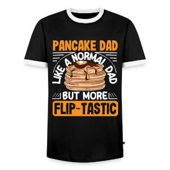 Pancake dad more than normal dad - Men's Ringer Shirt - black/white - Front - AI Model Female 172 light (172cm) & AI Model Male 178 light (178cm)