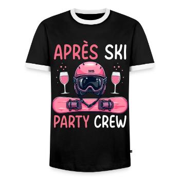 Équipe de fête après ski - T-shirt contrasté Homme - noir/blanc - Devant - AI Model Female 172 light (172cm) & AI Model Male 178 light (178cm)