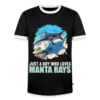 Mantas Manta Rochen - Männer Kontrast-T-Shirt - Schwarz/Weiß - Vorne - AI Model Female 172 light (172cm) & AI Model Male 178 light (178cm)