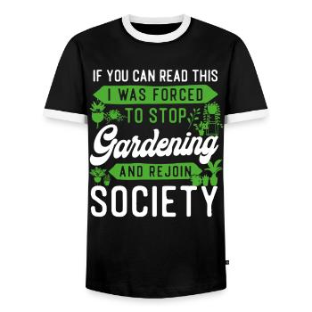 Plant Lover Gardening If You Can - Men's Ringer Shirt - black/white - Front - AI Model Female 172 light (172cm) & AI Model Male 178 light (178cm)