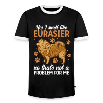 , je sens l’Eurasier Spitz Eurasien - T-shirt contrasté Homme - noir/blanc - Devant - AI Model Female 172 light (172cm) & AI Model Male 178 light (178cm)