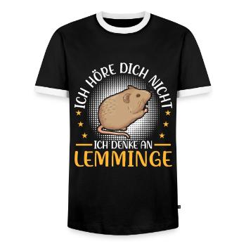 Lemming Vole Think of Lemming - Men's Ringer Shirt - black/white - Front - AI Model Female 172 light (172cm) & AI Model Male 178 light (178cm)