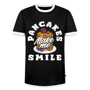 Pancakes make me smile - Men's Ringer Shirt - black/white - Front - AI Model Female 172 light (172cm) & AI Model Male 178 light (178cm)