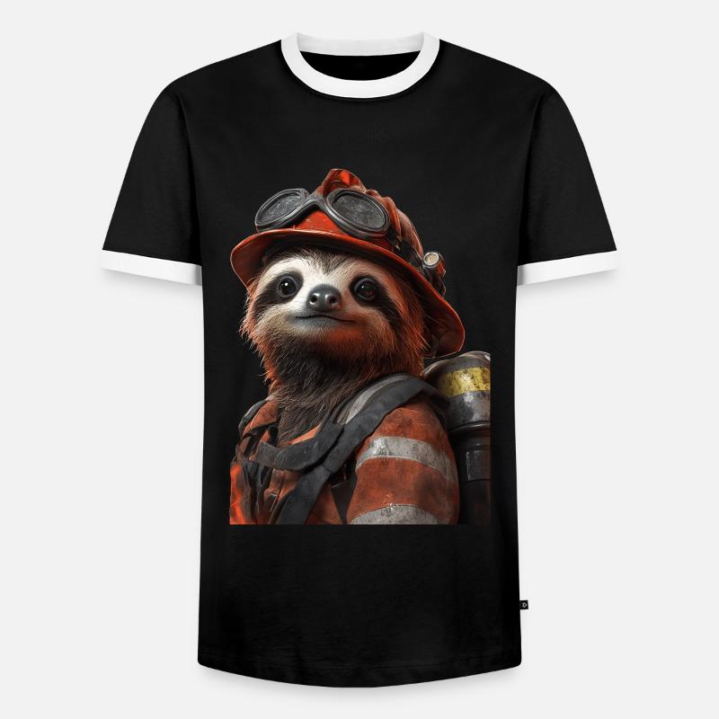 Faultier - Männer Kontrast-T-Shirt - Schwarz/Weiß