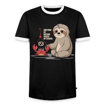 Krebs Sternzeichen Faultier: Geprägt von der - Männer Kontrast-T-Shirt - Schwarz/Weiß - Vorne - AI Model Female 172 light (172cm) & AI Model Male 178 light (178cm)
