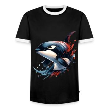 Orque Épaulard - T-shirt contrasté Homme - noir/blanc - Devant - AI Model Female 172 light (172cm) & AI Model Male 178 light (178cm)