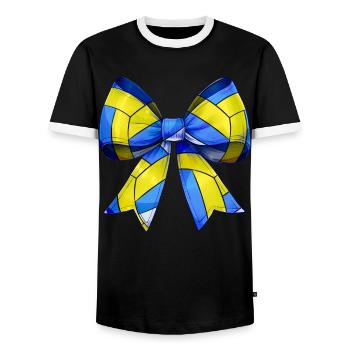 Coquette Bow Volleyball Pattern Mothers Day - Men's Ringer Shirt - black/white - Front - AI Model Female 172 light (172cm) & AI Model Male 178 light (178cm)