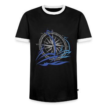 1 Capitaine Sailor Windrose - T-shirt contrasté Homme - noir/blanc - Devant - AI Model Female 172 light (172cm) & AI Model Male 178 light (178cm)