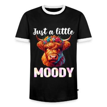 Scottish Highland Cow Scotland Farm - Men's Ringer Shirt - black/white - Front - AI Model Female 172 light (172cm) & AI Model Male 178 light (178cm)