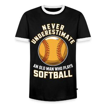 Softball Spruch Sport Lustiges Softball Geschenk - Männer Kontrast-T-Shirt - Schwarz/Weiß - Vorne - AI Model Female 172 light (172cm) & AI Model Male 178 light (178cm)
