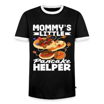 Mom's Little Pancake Helper - Men's Ringer Shirt - black/white - Front - AI Model Female 172 light (172cm) & AI Model Male 178 light (178cm)