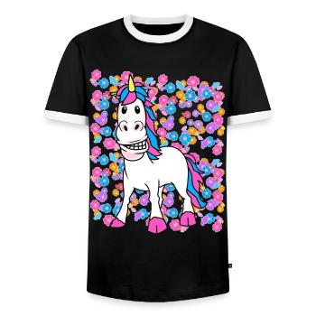 Spring Summer Unicorn Unicorns Kids Child - Men's Ringer Shirt - black/white - Front - AI Model Female 172 light (172cm) & AI Model Male 178 light (178cm)