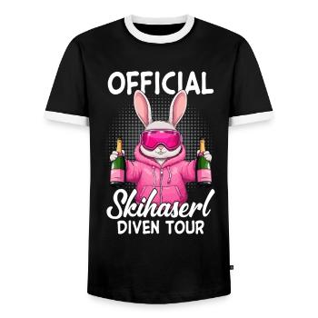 Visite officielle de Skihaserl Diven - T-shirt contrasté Homme - noir/blanc - Devant - AI Model Female 172 light (172cm) & AI Model Male 178 light (178cm)