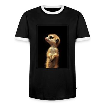 Meerkat Erdmännchen - Männer Kontrast-T-Shirt - Schwarz/Weiß - Vorne - AI Model Female 172 light (172cm) & AI Model Male 178 light (178cm)