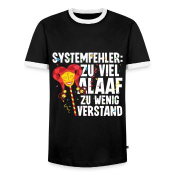 Trop d’Alaaf, trop peu de bon sens - Drôle - T-shirt contrasté Homme - noir/blanc - Devant - AI Model Female 172 light (172cm) & AI Model Male 178 light (178cm)