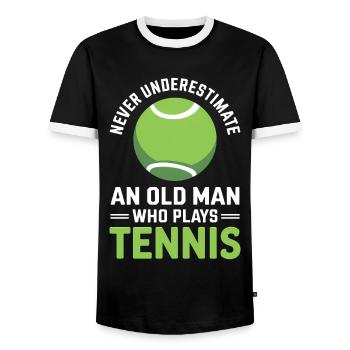 Tennis Spruch Herren Opa Lustiges Tennis Geschenk - Männer Kontrast-T-Shirt - Schwarz/Weiß - Vorne - AI Model Female 172 light (172cm) & AI Model Male 178 light (178cm)