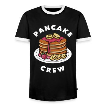Pancake Crew – Delicious Pancake Delight - Men's Ringer Shirt - black/white - Front - AI Model Female 172 light (172cm) & AI Model Male 178 light (178cm)