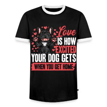 Bouledogue français Frenchie Propriétaire de chien - T-shirt contrasté Homme - noir/blanc - Devant - AI Model Female 172 light (172cm) & AI Model Male 178 light (178cm)