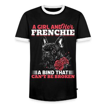 Bouledogue français Frenchie Propriétaire de chien - T-shirt contrasté Homme - noir/blanc - Devant - AI Model Female 172 light (172cm) & AI Model Male 178 light (178cm)