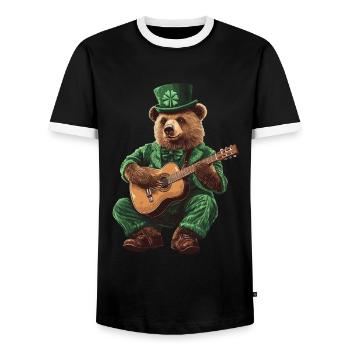 Tragen - Männer Kontrast-T-Shirt - Schwarz/Weiß - Vorne - AI Model Female 172 light (172cm) & AI Model Male 178 light (178cm)