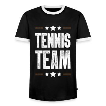 Tennis Team - Männer Kontrast-T-Shirt - Schwarz/Weiß - Vorne - AI Model Female 172 light (172cm) & AI Model Male 178 light (178cm)