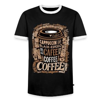 Coffee enjoyment for coffee drinkers and coffee lovers - Men's Ringer Shirt - black/white - Front - AI Model Female 172 light (172cm) & AI Model Male 178 light (178cm)