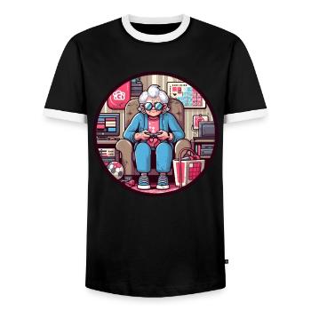 Gamer Granny - Men's Ringer Shirt - black/white - Front - AI Model Female 172 light (172cm) & AI Model Male 178 light (178cm)